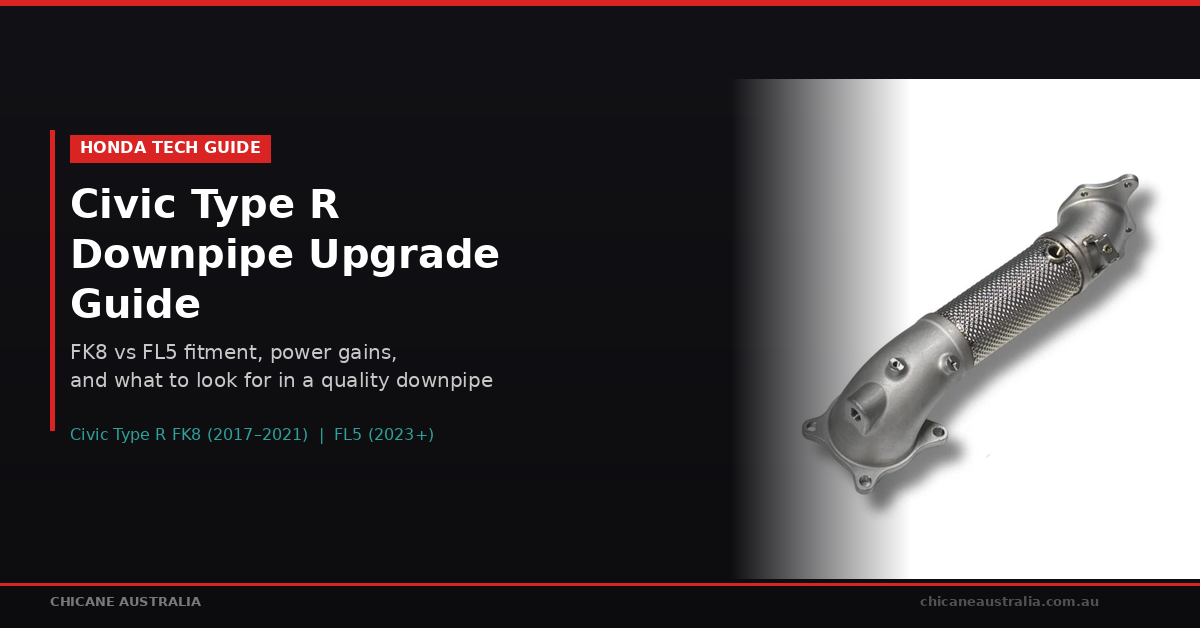 Honda Civic Type R FK8 and FL5 downpipe upgrade guide — KORSH Performance downpipe with cast flanges and thermal barrier coating