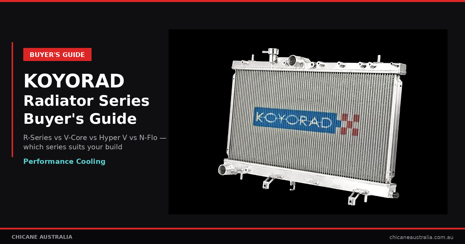 KOYORAD performance aluminium radiator — R-Series, V-Core, Hyper V-Core and N-Flo series buyer's guide for JDM and performance applications — Chicane Australia