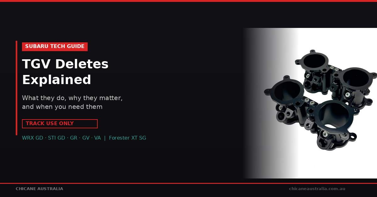 KORSH billet TGV delete plates for Subaru WRX and STI — CNC machined billet aluminium in black anodised finish