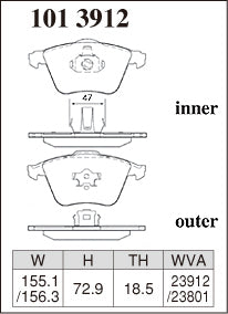 DIXCEL Front Brake Pads – Ford Focus XR5 Turbo (LT) / Mazda 3 MPS (BK / BL)