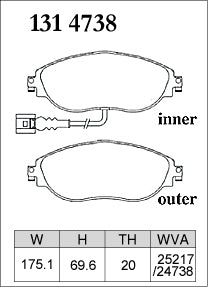 Pad Shape for Dixcel Z Type Front Brake Pads – VW Golf GTI Mk7/Mk8, Golf R Mk7, Audi S3 8V