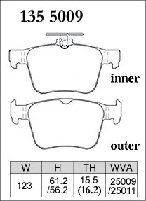 Pad Shape for Dixcel M Type Rear Brake Pads – VW Golf GTI Mk7/R Mk7, Passat B8, Audi S3 8V