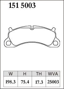 DIXCEL 1515003 front brake pad shape for the Porsche 911 (991.1) and Boxster Spyder (981)