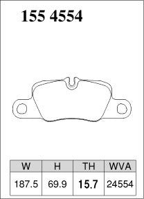 DIXCEL 1554554 rear brake pad shape for the Porsche 911 (991.1) and Panamera (970/971/972)