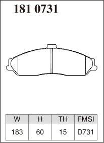 DIXCEL Front Brake Pads - Holden Commodore (VZ) / HSV Clubsport (VT/VX/VY/VZ) / Ford Falcon (BA) / Chevrolet Corvette (C5/C6) Pad Shape