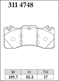 DIXCEL Front Brake Pads - Lexus GS F (URL10R) / RC F (USC10R) / LS460 (USF40R) / LS600h (UVF45R) Pad Shape