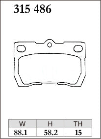 DIXCEL Rear Brake Pads - Lexus IS250 (GSE20R/GSE30R) / GS350 (GRS191R) / Toyota Crown (GRS200R) / Mark X (GRX130R) Pad Shape