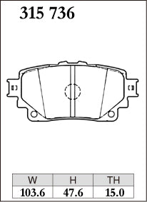 DIXCEL Rear Brake Pads - Lexus RX (AL30) / NX (AZ20) / IS (XE30) / Toyota Alphard (AH40) Pad Shape
