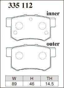 DIXCEL Rear Brake Pads – Honda Integra Type R (DC2) / Honda S2000 (AP1 / AP2)