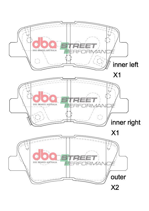 Pad Shape for DBA SP Street Performance Rear Brake Pads – Hyundai i20 N