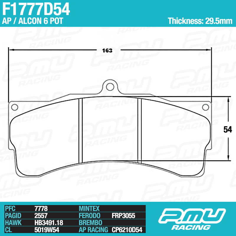 Pad Shape for Project Mu HC+ Brake Pads – AP Racing CP9665