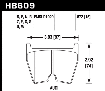 Pad Shape for Hawk Performance Ceramic Front Brake Pads – Audi RS4, RS5, RS6, R8