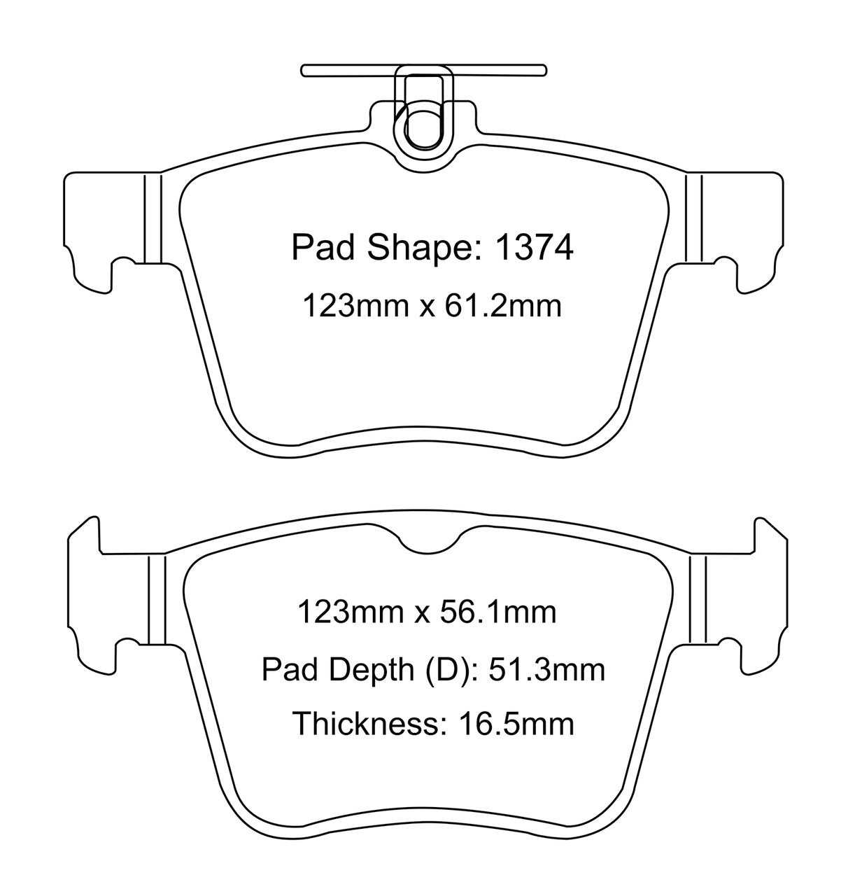 Pad Shape for Project Mu Rear Brake Pads – VW Golf GTI Mk7/Mk8, Golf R Mk7, Audi S3 8V
