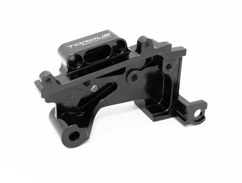 Torque Solution billet timing belt tensioner bracket – black anodised, front view