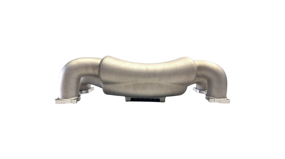 Torque Solution high volume intake manifold in raw aluminium – rear view