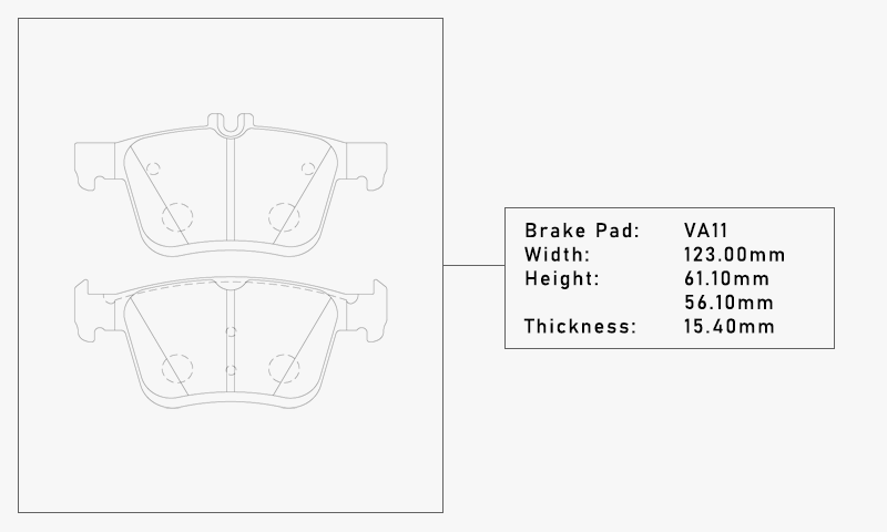 Pad Shape for Elig N95B Street Brake Pads (Rear) – VW Golf GTI (Mk7 / Mk8), Golf R (Mk7), Audi S3 (8V)