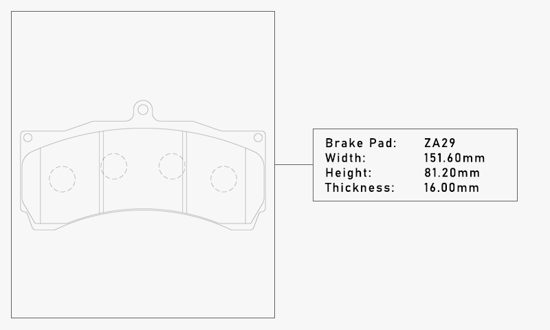 Pad Shape for Elig SB539 Sports Brake Pads – Alcon CAR89 / TA6+ 6-Piston Calipers (17mm D51)