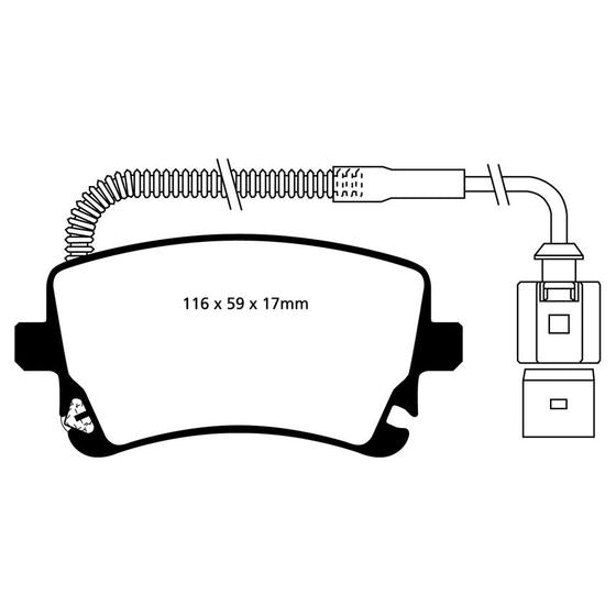 Pad Shape for EBC Redstuff Rear Ceramic Brake Pads – Audi A4, S4, RS4 (B6/B7) / A6, S6, RS6 (C6) / A8, S8 (D3)