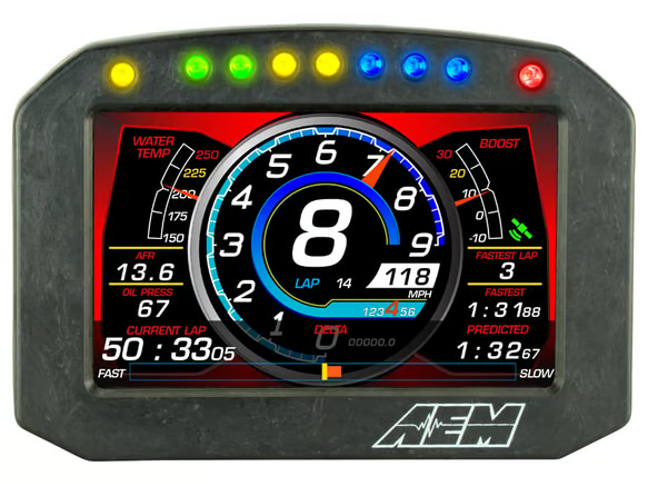 AEM CD-5FLG Carbon Flat Logging Display with Internal GPS - Chicane Australia