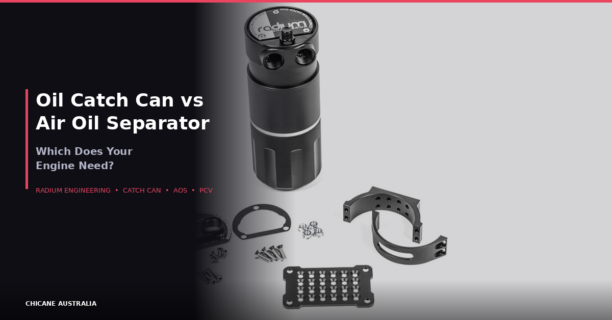 Radium Engineering oil catch can with mounting bracket and hardware — catch can vs air oil separator comparison guide