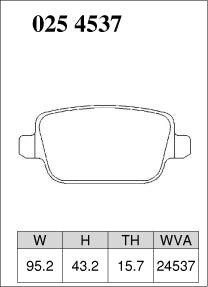 Pad Shape for DIXCEL Rear Brake Pads – Ford Focus RS (LV) / Kuga (TE/TF) / Mondeo (MB/MC)