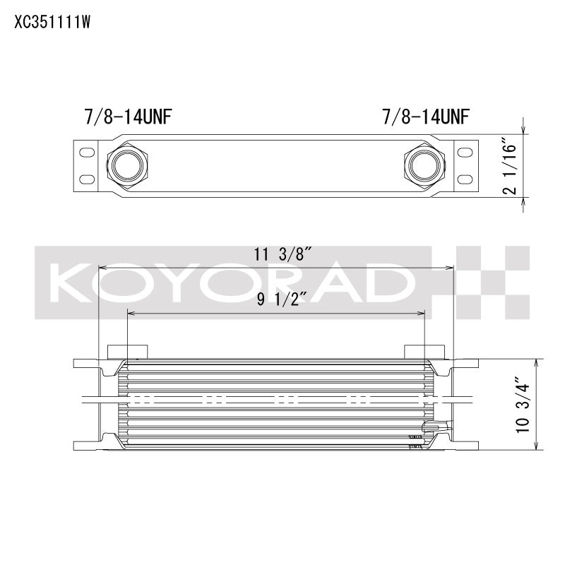 Koyo 35 Row Oil Cooler - Universal - 11.25x11x2in -10AN ORB - Koyorad