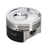 Manley 2.3L EcoBoost forged piston, angled view of the valve reliefs and wrist pin boss - Manley Thumbnail