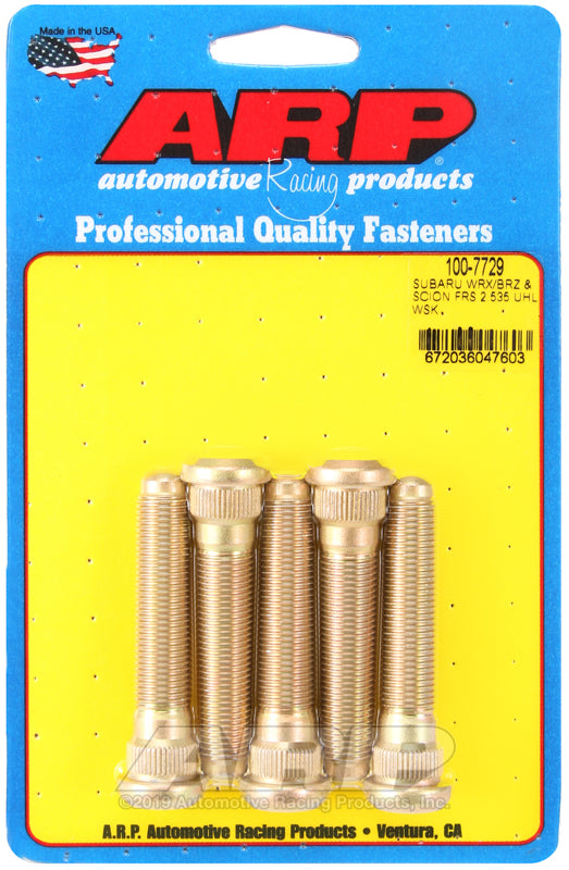 ARP Extended Wheel Stud Kit - Subaru BRZ (ZC6 / ZD8) / Toyota 86 (ZN6 / ZN8) / WRX (VA) - M12 x 1.25, 2.535in, 5 Pack - ARP