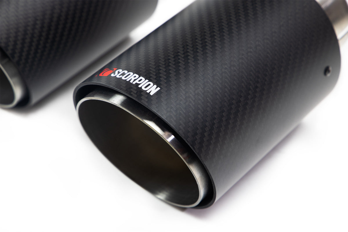 Scorpion Twin 100mm Ascari Carbon Fibre Tailpipe Trim - Universal Scorpion Fitment