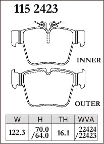 Pad Shape for Dixcel Rear Brake Pads – Mercedes-Benz GLC200 / GLC220d / GLC250 / GLC300 / GLC350e / GLC43 (X253)