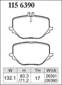 Pad Shape for Dixcel Rear Brake Pads – Mercedes-Benz GLC350e / GLC43 (X254)