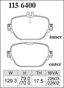 Pad Shape for Dixcel Rear Brake Pads – Mercedes-AMG E-Class / CLS / GLC / EQC (W213, C257, X253, N293)