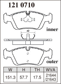 DIXCEL Front Brake Pads - BMW 3 Series (E36/E46) / Z3 / Z4 (E85/E86) Pad Shape