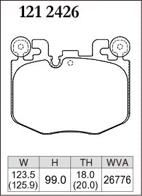 DIXCEL brake pad shape diagram – part number 1212426 – Toyota GR Supra (A90)