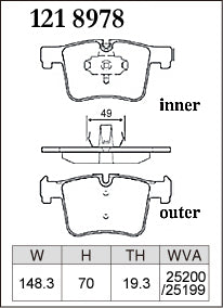 DIXCEL Front Brake Pads - BMW 1 Series (F20) / 2 Series (F22/F23) / 3 Series (F30/F31/F34) / 4 Series (F32/F36) / X3 (F25) / X4 (F26) Pad Shape