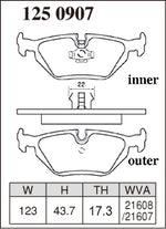 DIXCEL Rear Brake Pads - BMW 3 Series (E36/E46) / Z4 / MG ZT / Rover 75 Pad Shape - Dixcel Brakes Thumbnail