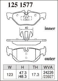 DIXCEL Rear Brake Pads - BMW 1 Series (E82/E87/E88) / 1M (E82) / 3 Series (E90/E91/E92/E93) / X1 (E84) Pad Shape