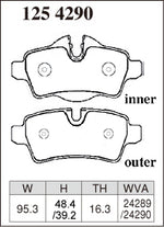 DIXCEL Rear Brake Pads - Mini Hatch (R56) / Clubman (R55) / Convertible (R57) / Coupe (R58) / Roadster (R59 Pad Shape - Dixcel Brakes Thumbnail