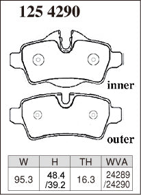 DIXCEL Rear Brake Pads - Mini Hatch (R56) / Clubman (R55) / Convertible (R57) / Coupe (R58) / Roadster (R59 Pad Shape