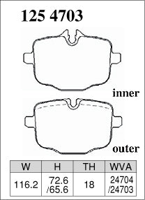 Pad Shape for DIXCEL Z Type Rear Brake Pads – BMW M2 G87 / M3 G80 / M4 G82