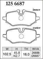 DIXCEL Rear Brake Pads - BMW 1 Series (F70) / X1 / iX1 (U11) / X2 / iX2 (U10) / 2 Series Active Tourer (U06) Pad Shape - Dixcel Brakes Thumbnail