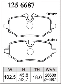 DIXCEL Rear Brake Pads - BMW 1 Series (F70) / X1 / iX1 (U11) / X2 / iX2 (U10) / 2 Series Active Tourer (U06) Pad Shape