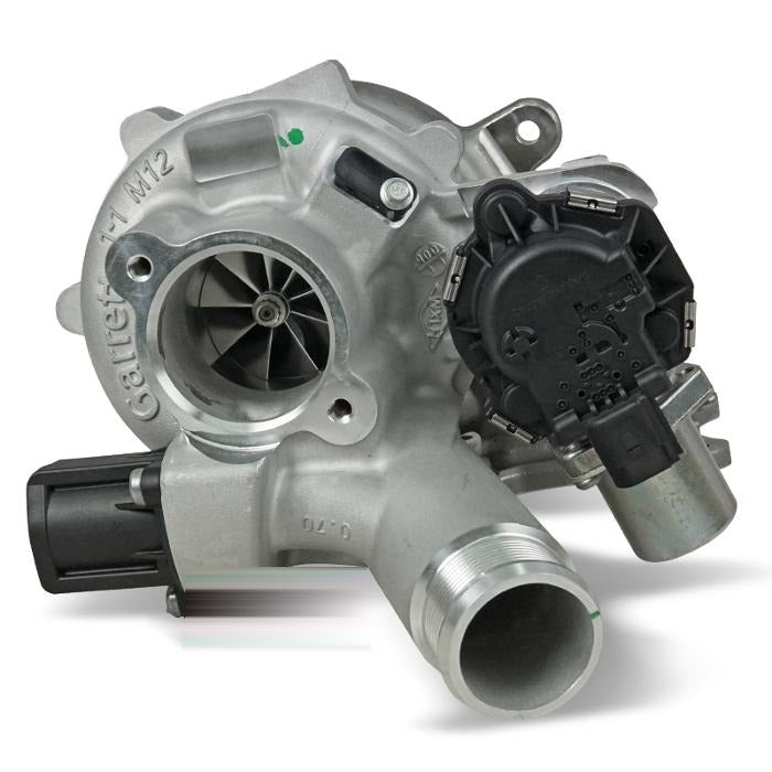Garrett PowerMax G25-660 Stage 2 turbo showing the compressor wheel and electronic actuator