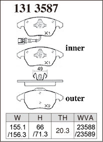 Pad Shape for DIXCEL Front Brake Pads – VW Golf GTI (Mk5 / Mk6)