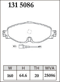 Pad Shape for DIXCEL Front Brake Pads – VW Golf (Mk7) / Golf GTI (Mk7) / Passat (B8) / Audi A3 (8V)