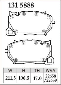 DIXCEL Front Brake Pads - Audi RS6 (C8) / RS7 (C8) / Porsche Cayenne/Cayenne Coupe (9YA/9YB) Pad Shape