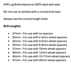APR Lug Bolts - Use w/10mm Spacers - Universal - 37mm Black (Set of 10) - Image 2 - APR Thumbnail
