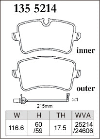 Pad Shape for DIXCEL Rear Brake Pads – Audi S6 (C7/C7.5) / S7 (C7/C7.5) / S8 (D4)