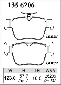 Pad Shape for Dixcel Z Type Rear Brake Pads – VW Golf R Mk8, VW Tiguan R, Audi S3 8Y