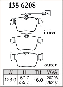Pad Shape for Dixcel Premium Rear Brake Pads – Audi RS3 8Y